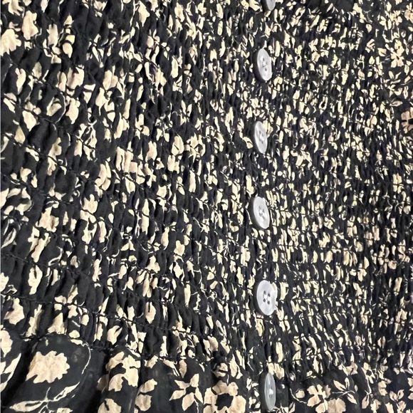 Madewell Dress - Black floral midi dress with front slit - Picture 3 of 11